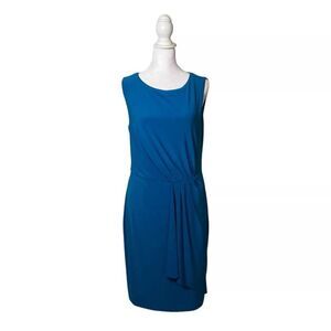 White House Black Market Blue Sheath Workwear Dress Stretch Designer US S